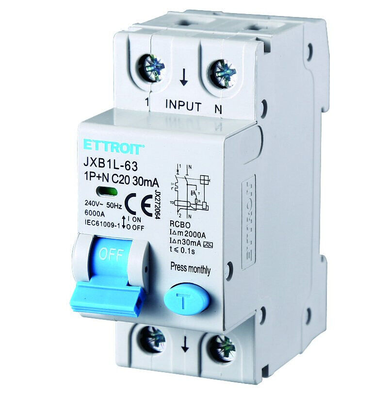 ETTROIT Interruttore Magnetotermico Differenziale 1P+N 20A 30mA 220V 6KA CLASSE