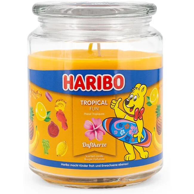 Candela profumata Haribo Tropical Fun 510gr, candela in vetro