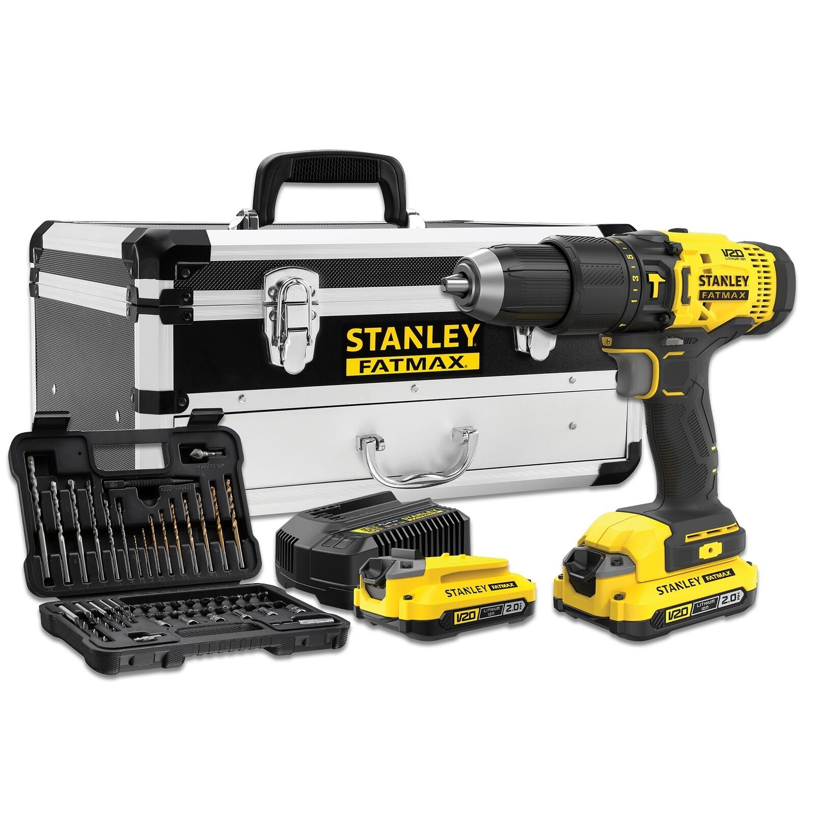 STANLEY FATMAX SFMCD711D2F-QW Kit trapano avvitatore a percussione V20 + set 50