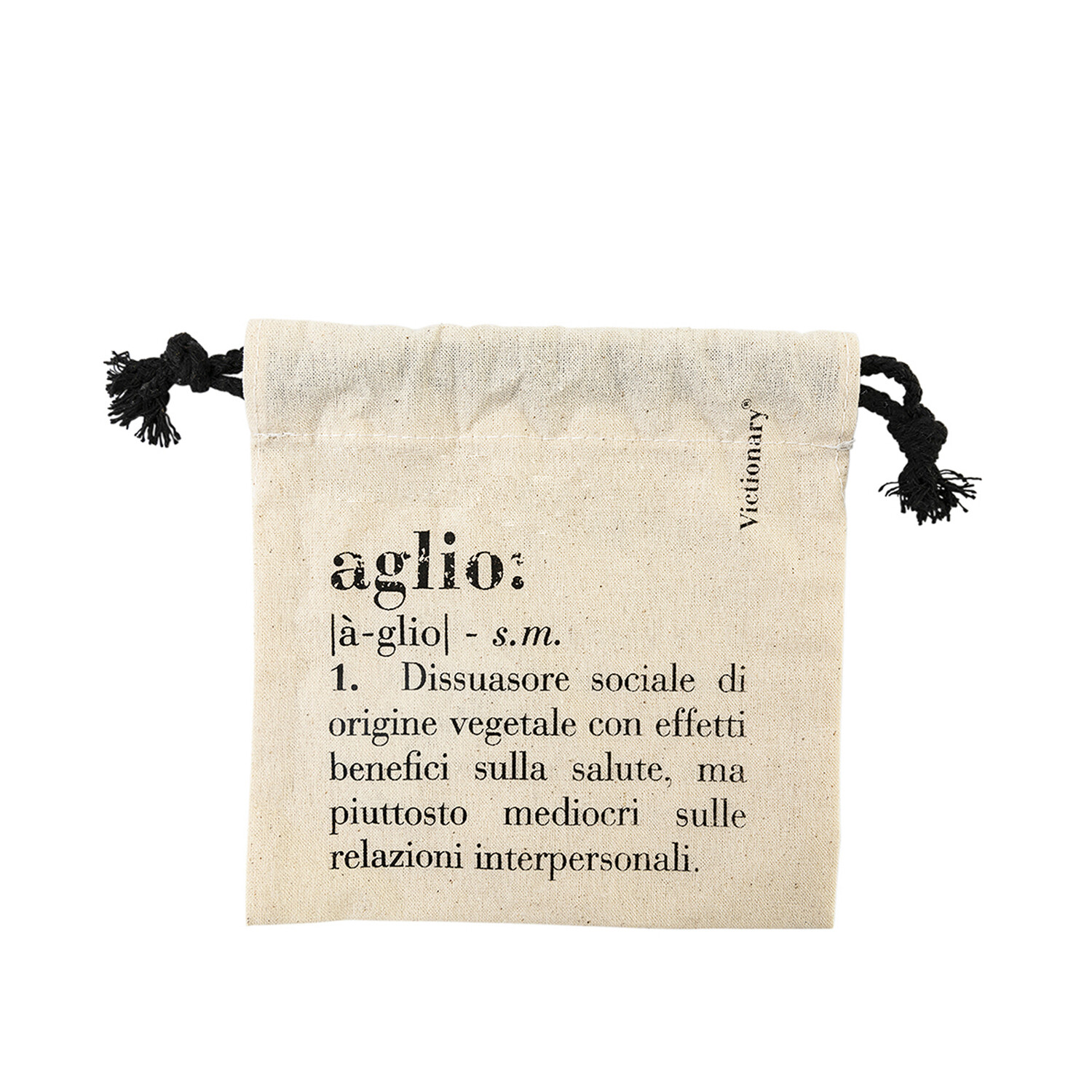 Sacchetto aglio con scritte in cotone Victionary grigio