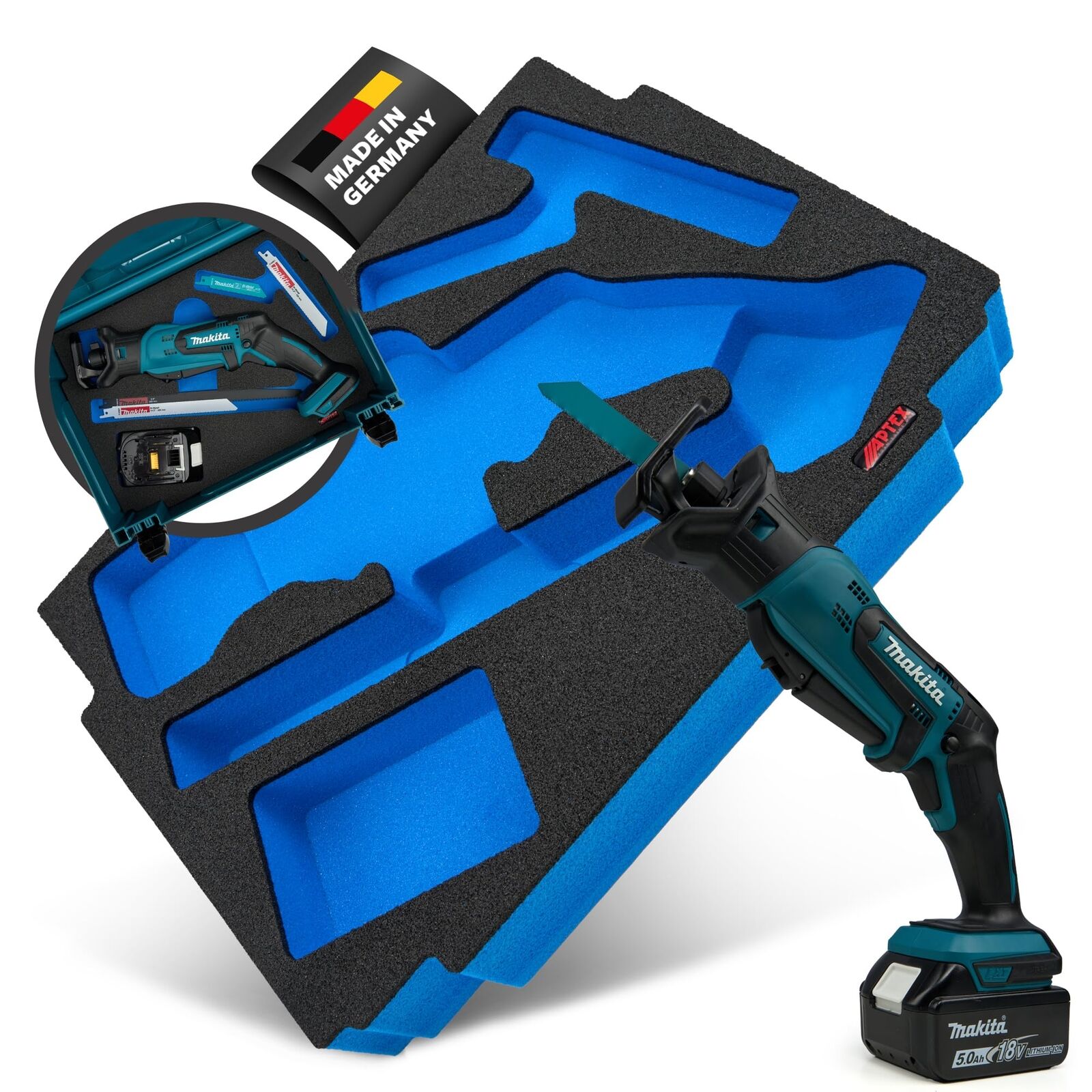 APTEX Inserto in schiuma adatto per sega a batteria Makita DJR 183 per MakPac...