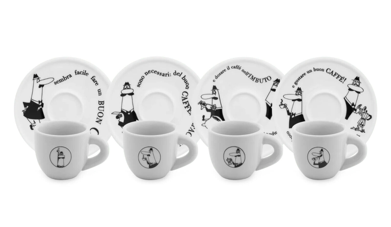 Bialetti Set 4 tazzine + piattino moka carorello