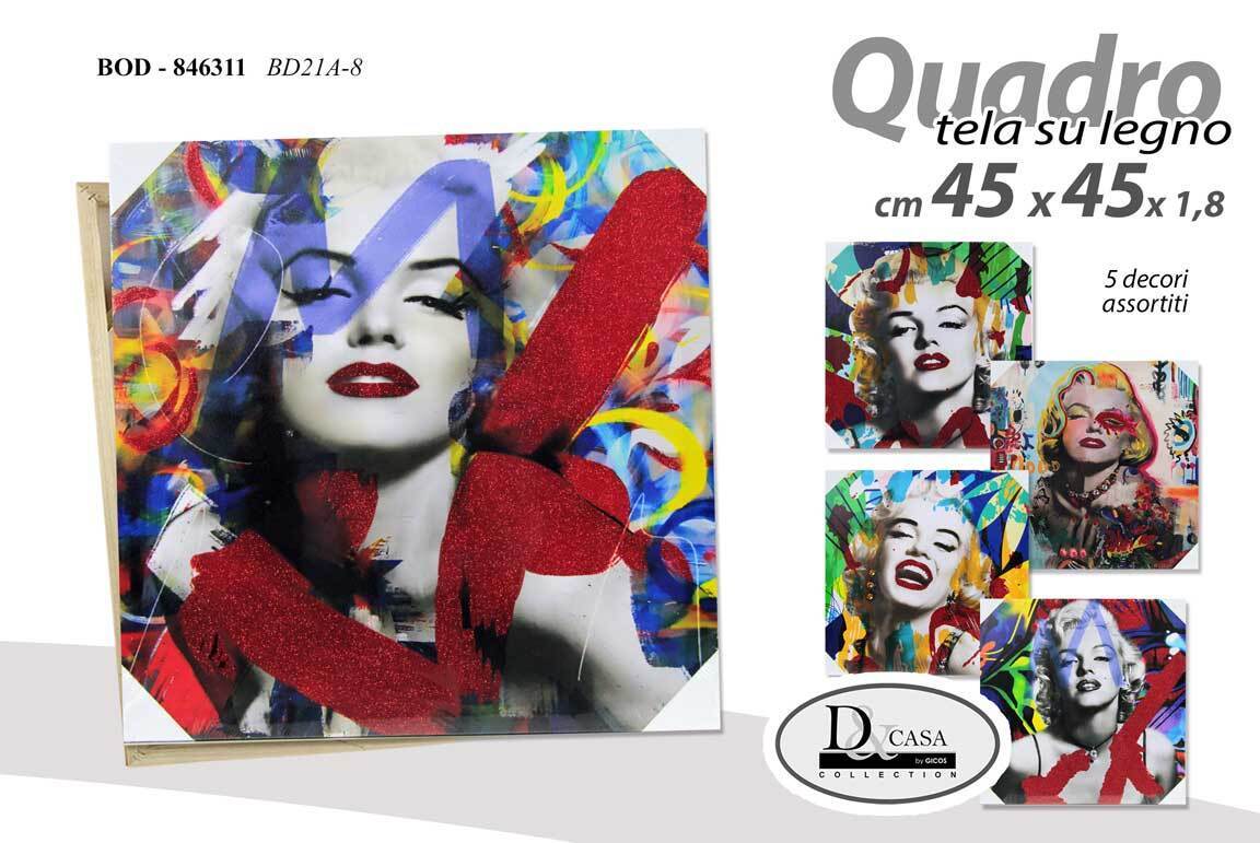 QUADRO PARETE TELA STAMPA SU LEGNO CASA UFFICIO NEGOZIO Dive Hollywood 45*45 cm