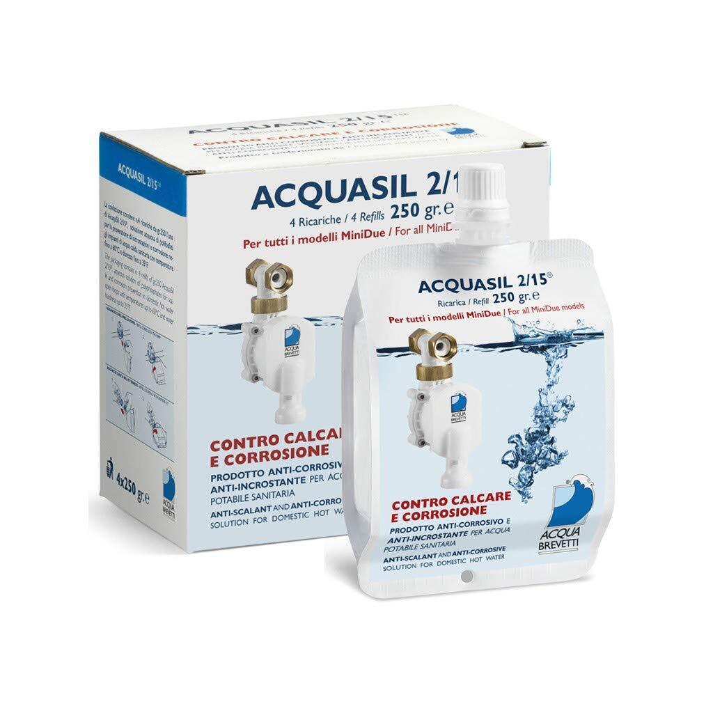 Acquasil 2/15 ricarica 4x250g anticalcare pompe minidue PC100 acquabrevetti