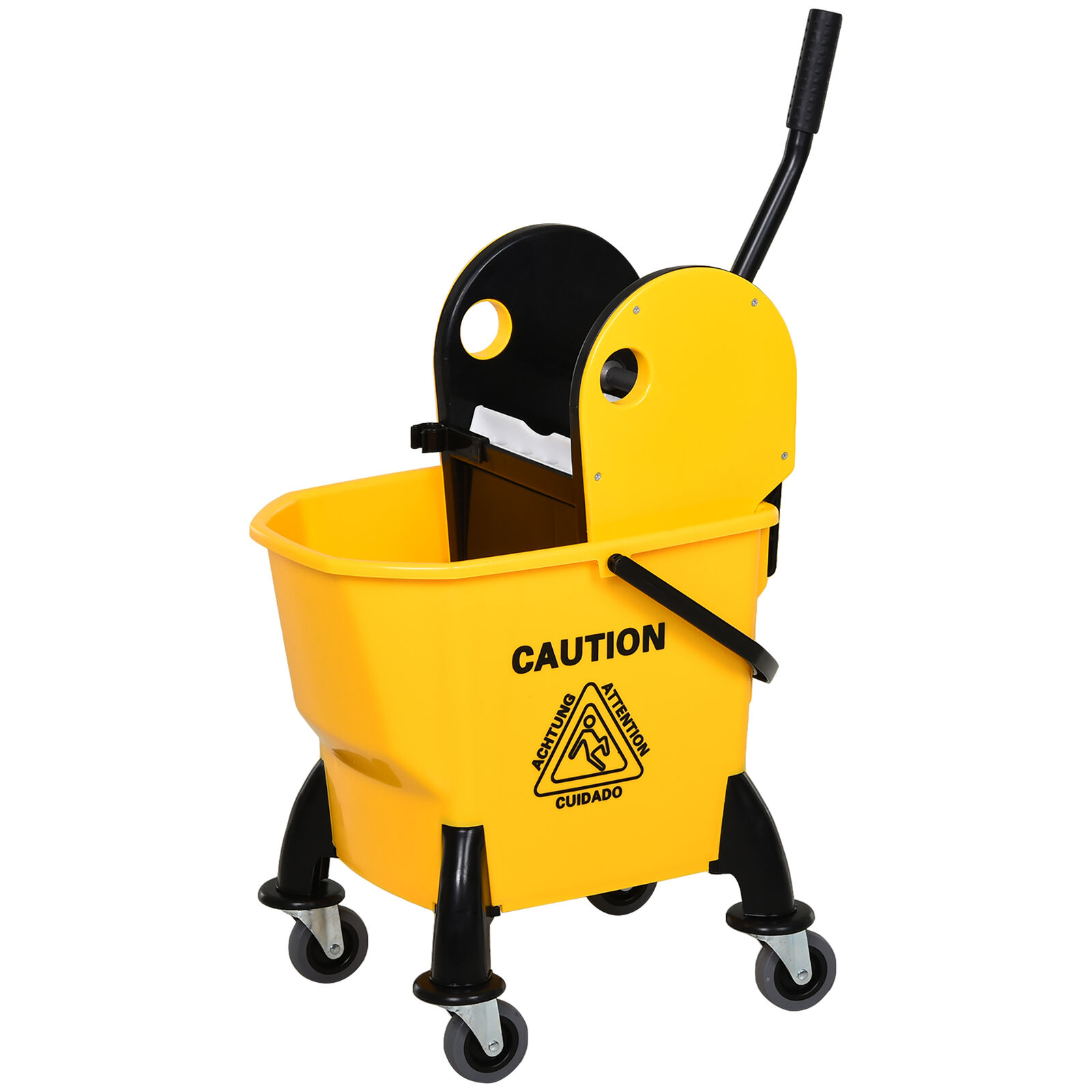 HOMCOM Secchio Lavapavimenti con Strizzatore Professionale e 4 Ruote Giallo