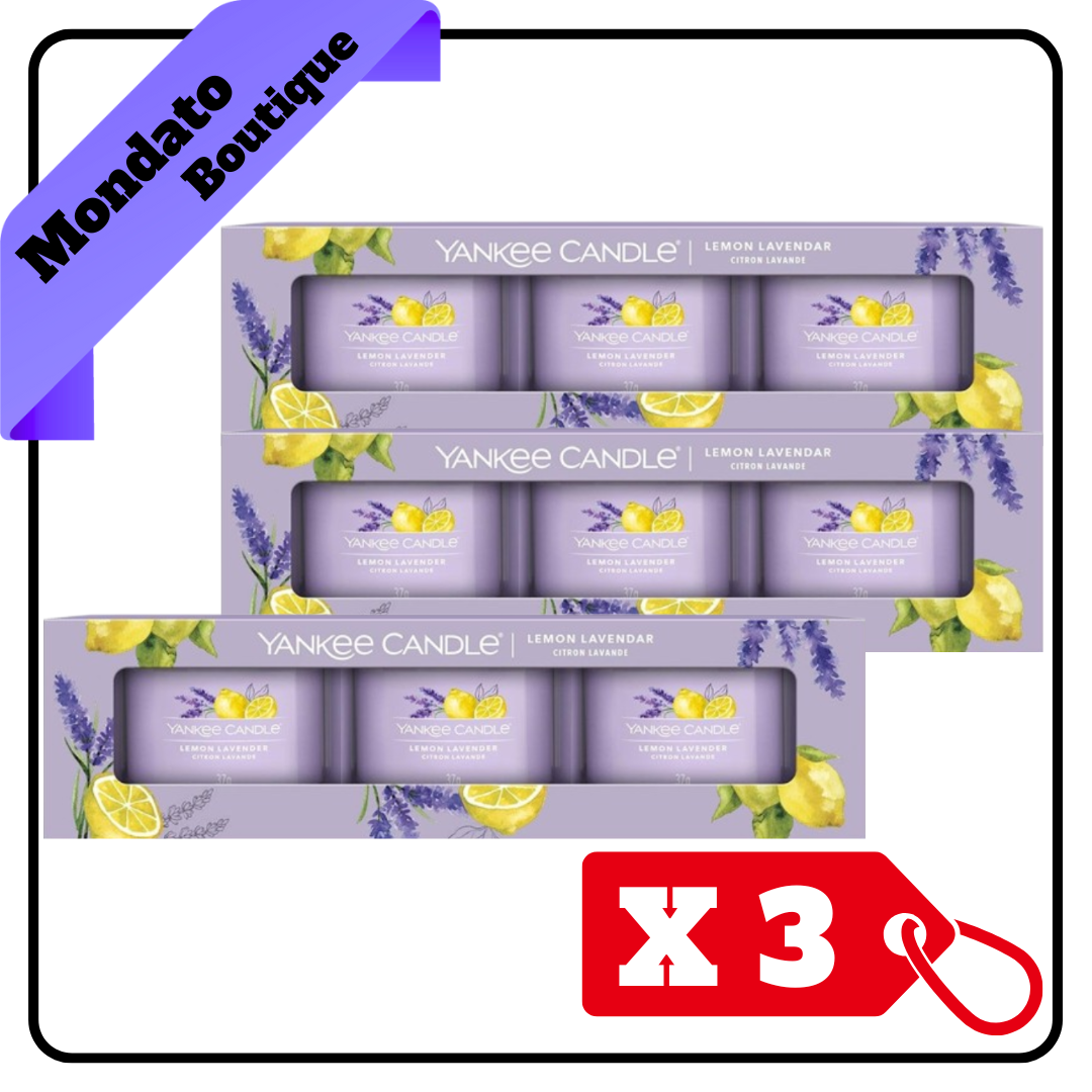 YANKEE CANDLE SET CANDELE LEMON LAVENDER 3 X 37gr (X3)