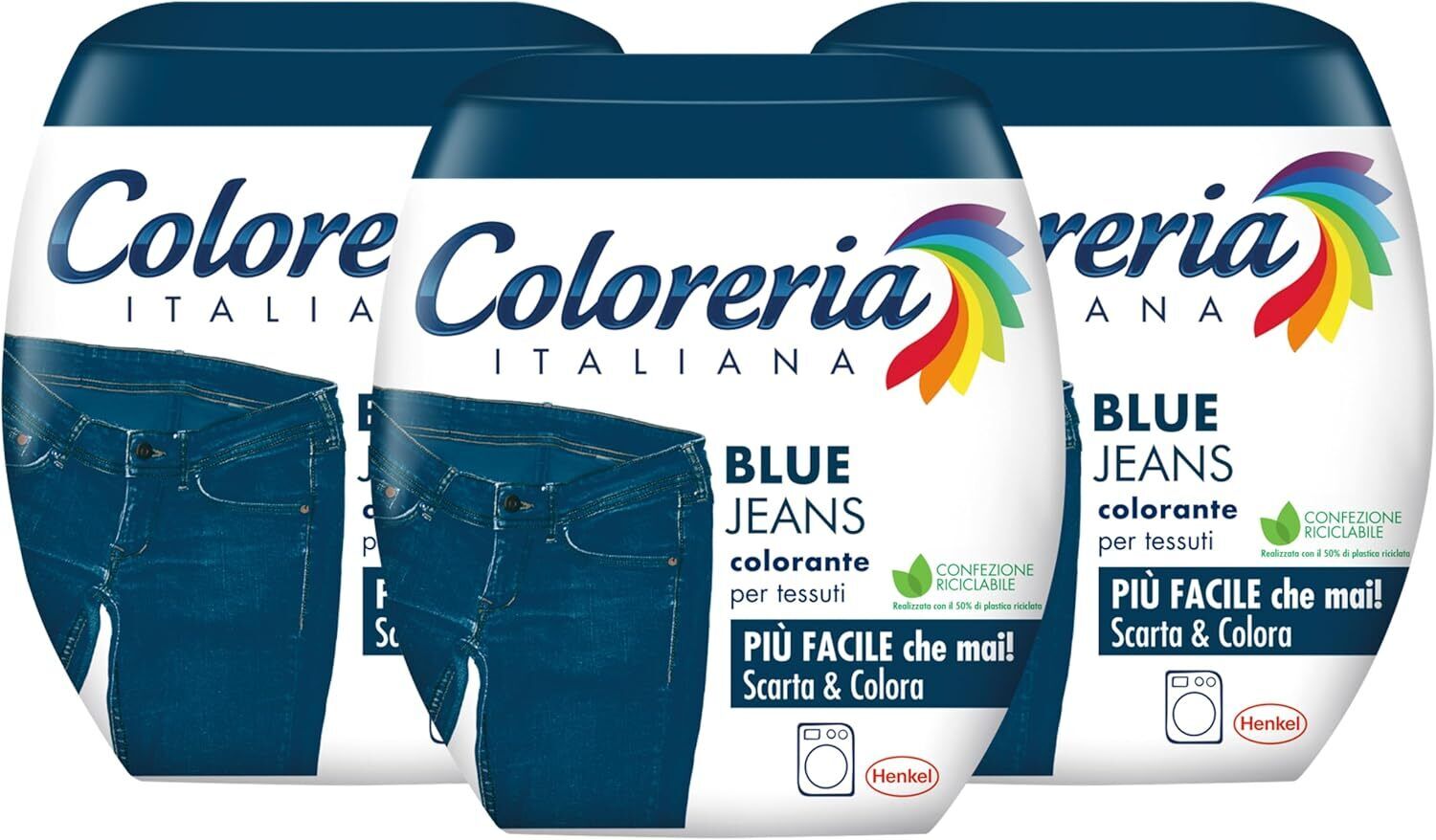 Coloreria Italiana Grey Colorante Vestiti in Lavatrice, Blu Jeans, 3 Pezzi