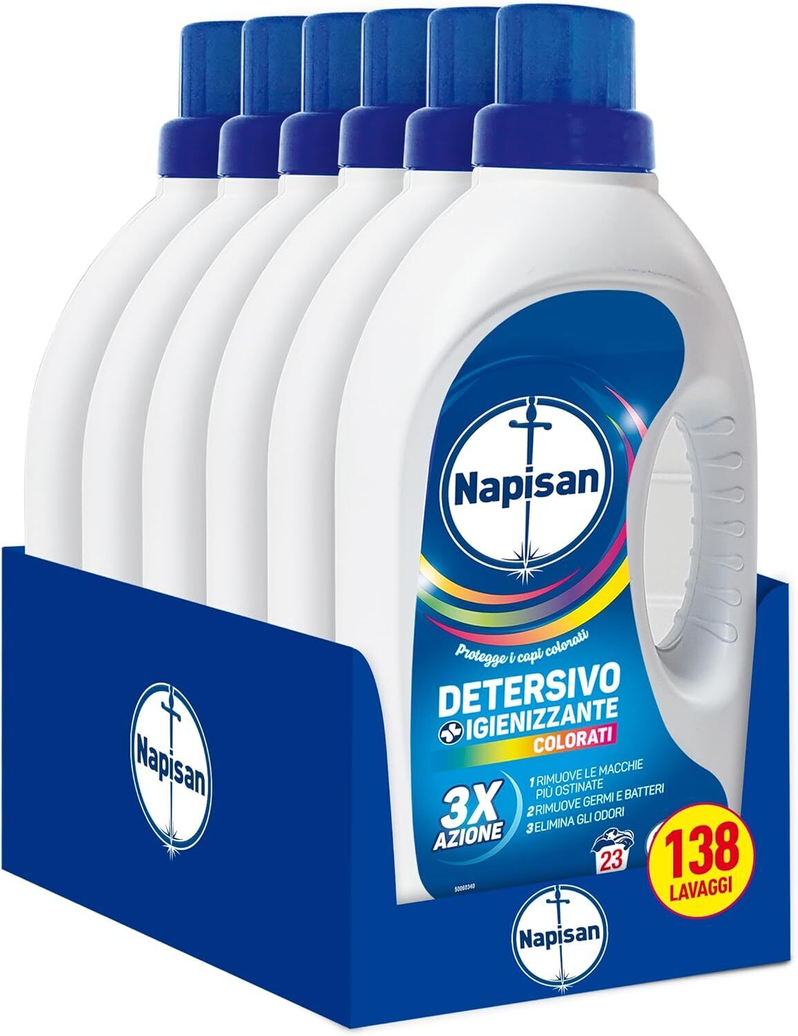 Napisan Detersivo Lavatrice Liquido Igienizzante Capi Colorati, 6 Confezioni
