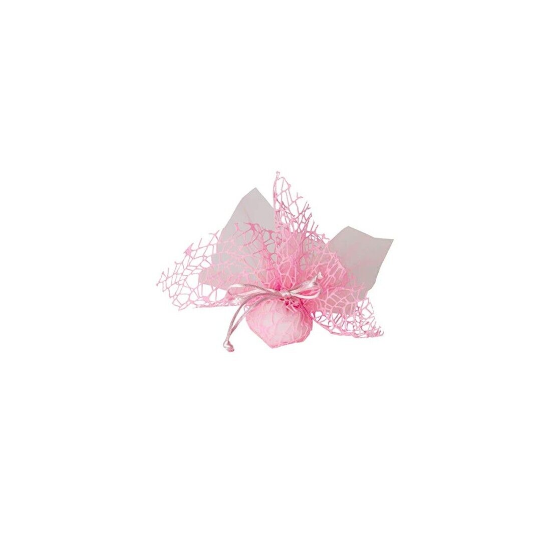 100 pz sacchetto portaconfetti bomboniera polycotton rete + velo organza + nastr