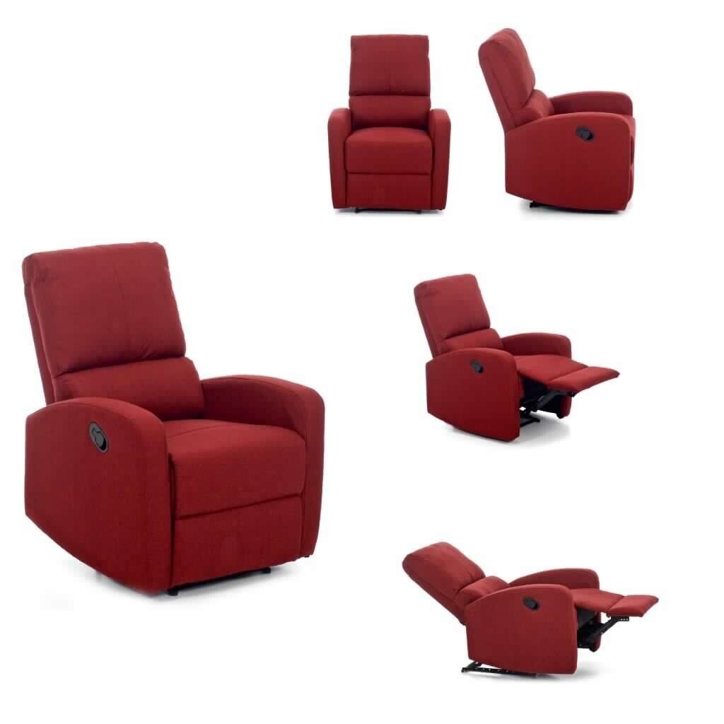 Poltrona reclinabile manuale relax colore rosso in tessuto modello fiorella