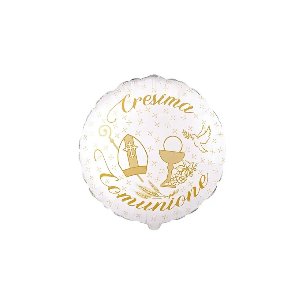 Palloncino Cresima Comunione tondo standard shape 18" (45cm) in mylar, 1pz.