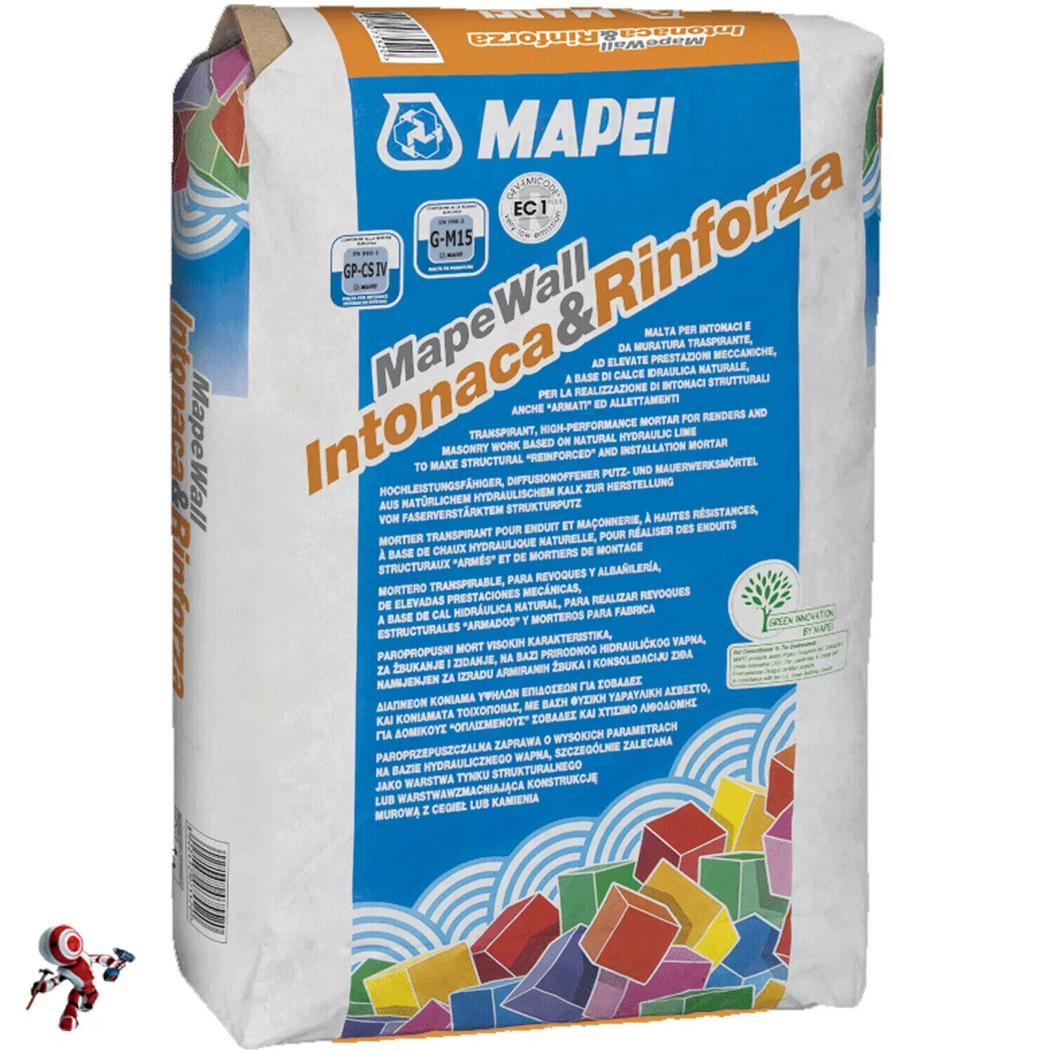MAPEI MAPEWALL INTONACA E RINFORZA KG.25 MALTA FIBRORINFORZATA PER INTONACI