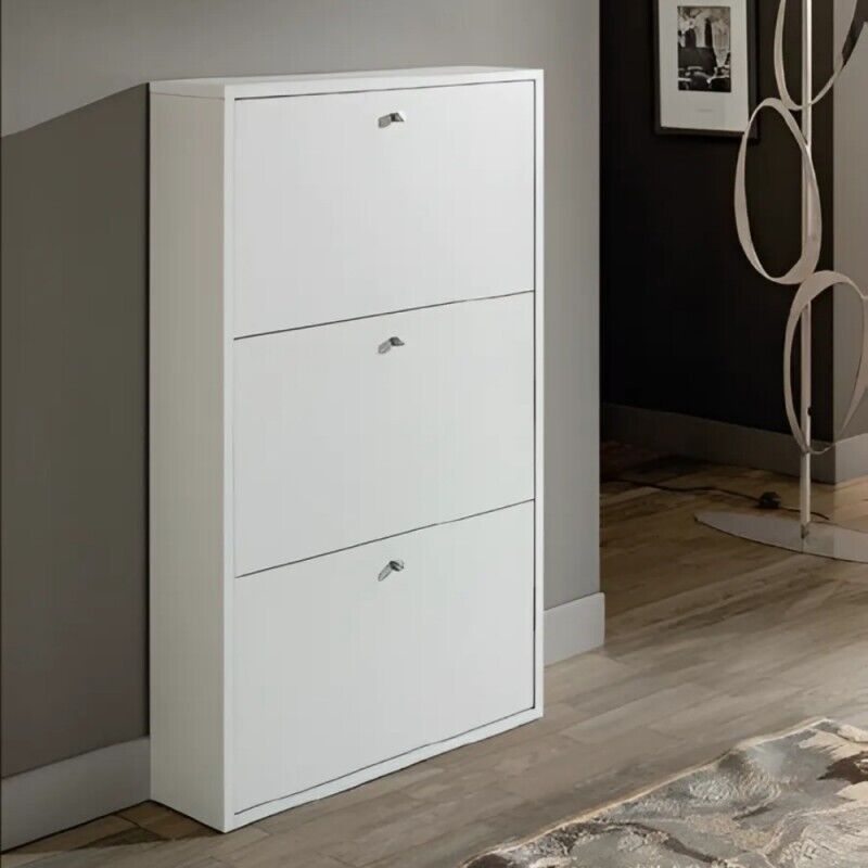 Scarpiera salvaspazio con 3 ante a ribalta colore bianco opaco 68x110H cm - Virg