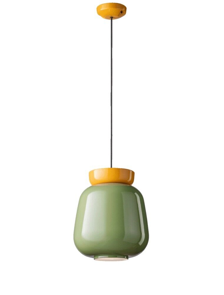 DECO' CORCOVADO C2740 Sospensione in Ceramica Giallo Verde Ferroluce