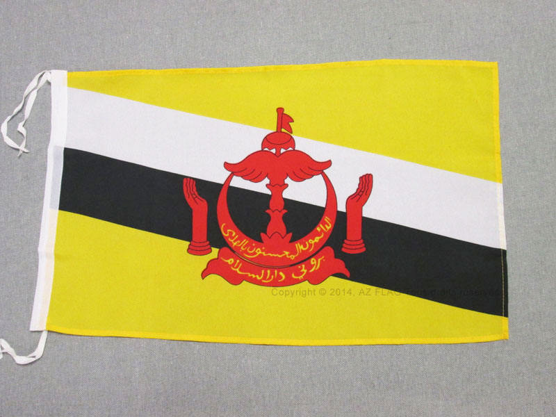 BANDIERA BRUNEI 45x30cm - BANDIERINA BRUNEIANA 30 x 45 cm cordicelle - Nuova