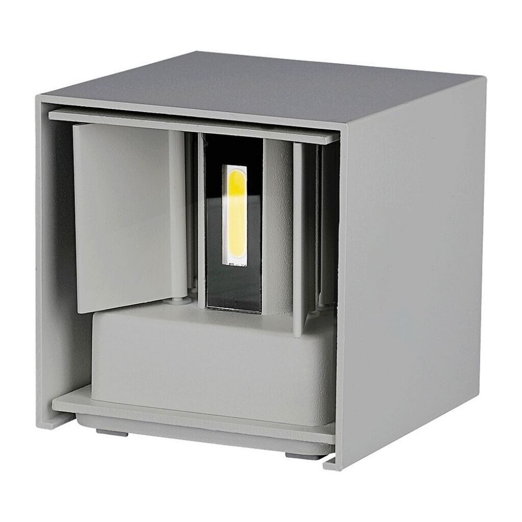 V-TAC VT-759-12 Lampada led applique da muro 12W parete quadrato grigio satinato