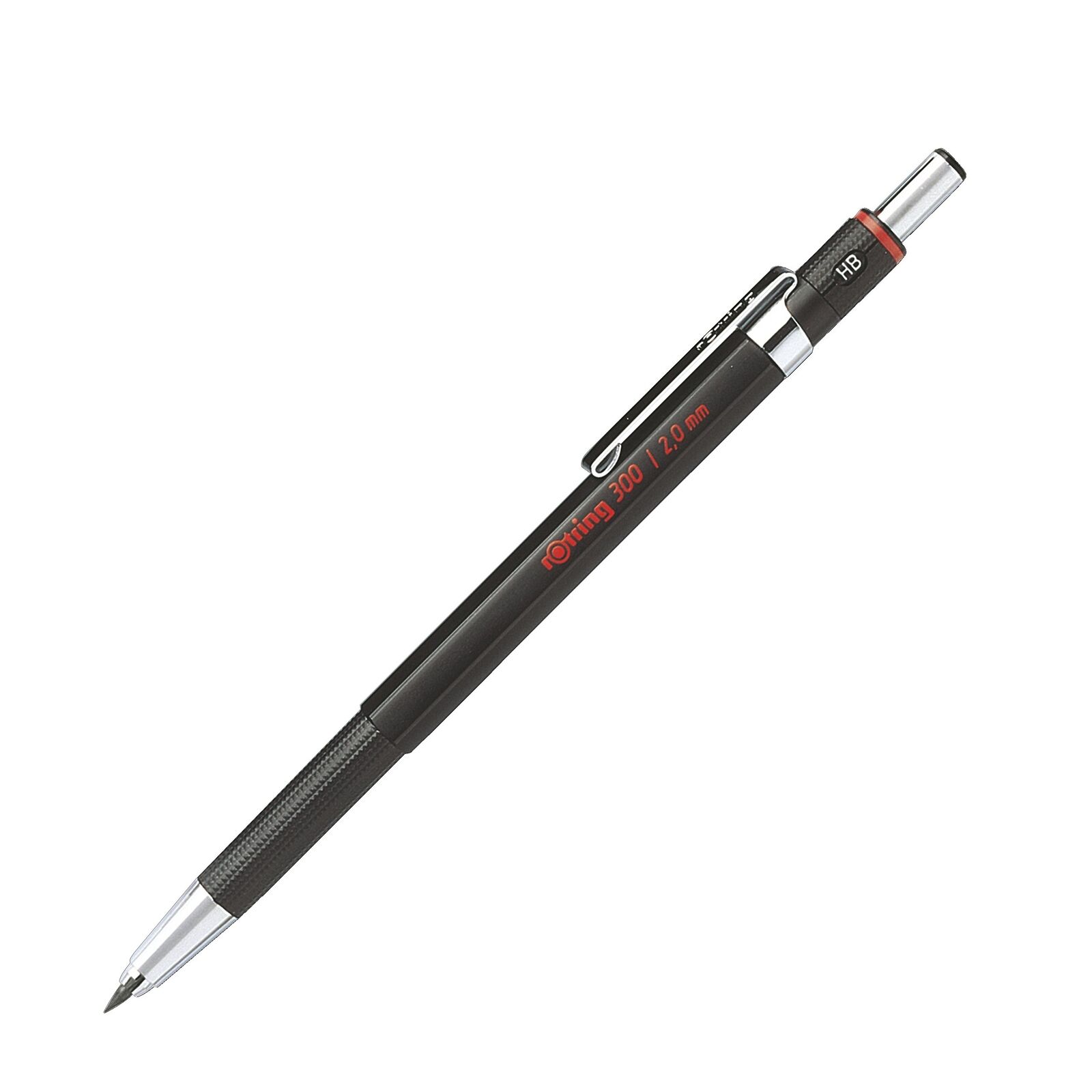 rOtring 300 Mechanical Pencil 2.0 mm Refillable with Sharpener Under Cap Black 1