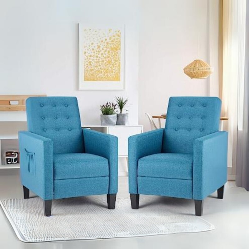 Poltrona recliner con massaggio tessuto blu - Malea