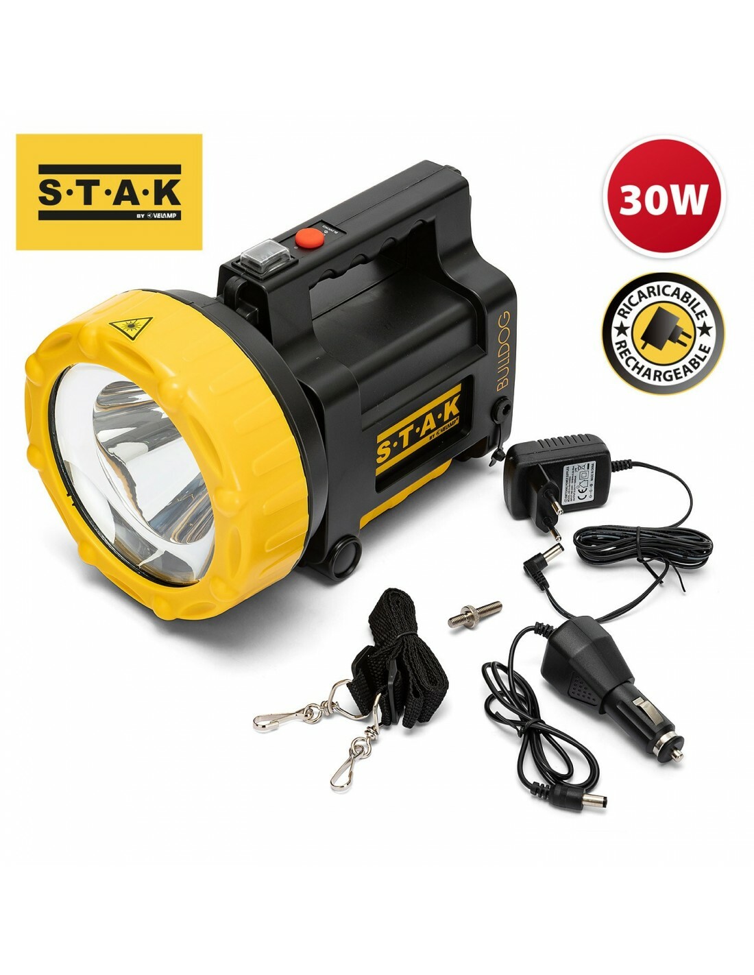Faro torcia led ricaricabile led 30w cree 2200 lumen bulldog con access. VELAMP