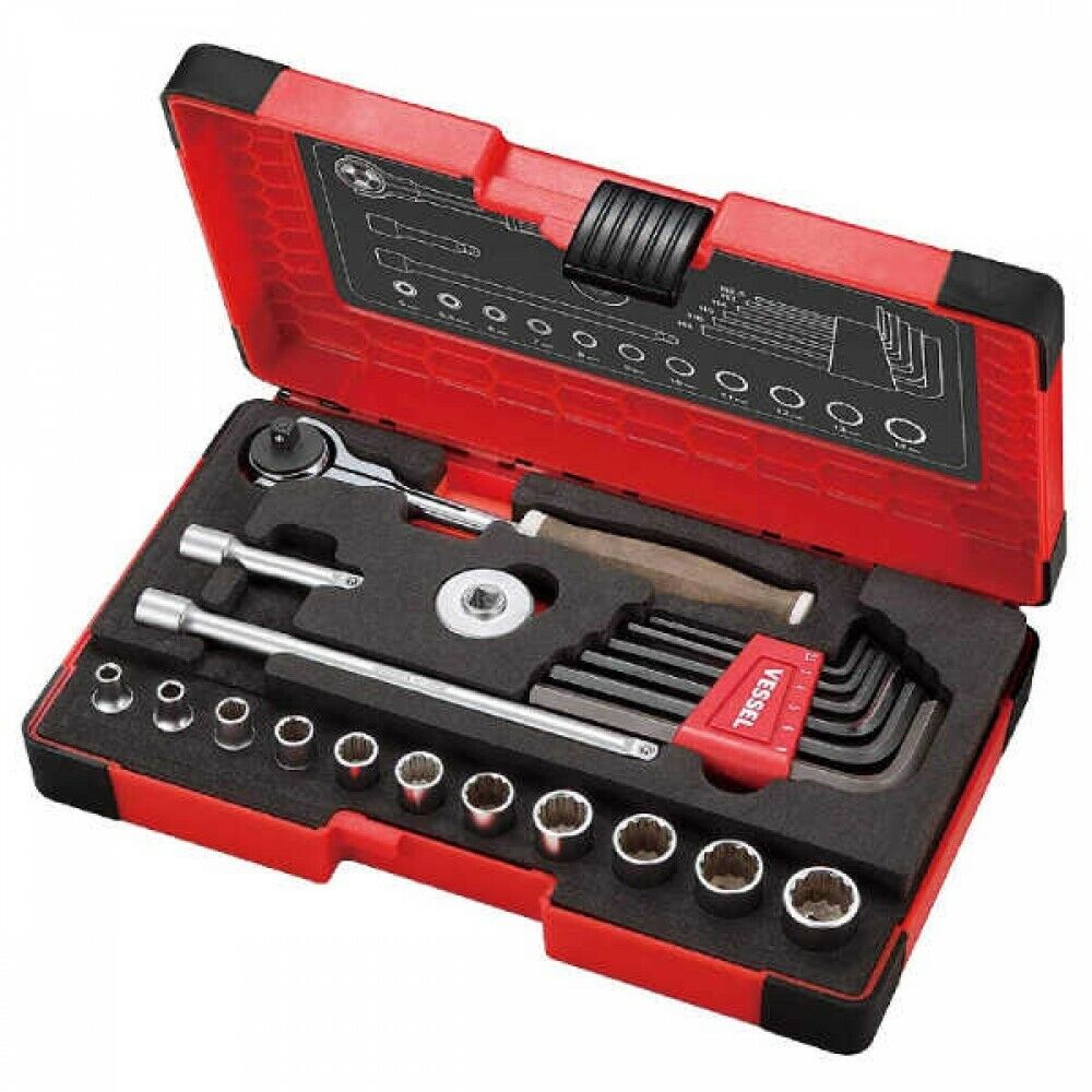 VESSEL HRW2004M-SW 0.6cm Wood Compo Swivel Socket Wrench Set Japan Con Tracking