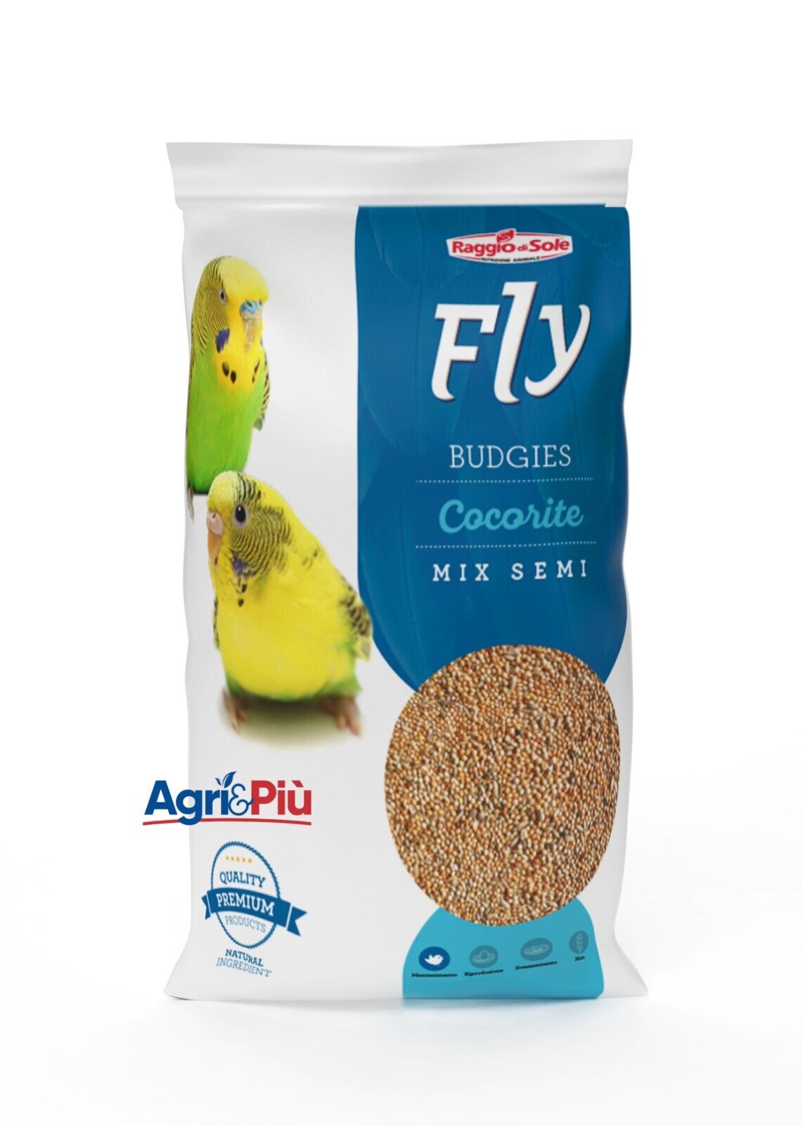 Raggio di Sole FLY COCORITE Budgies Mix di 5 semi uccelli  busta 300gr