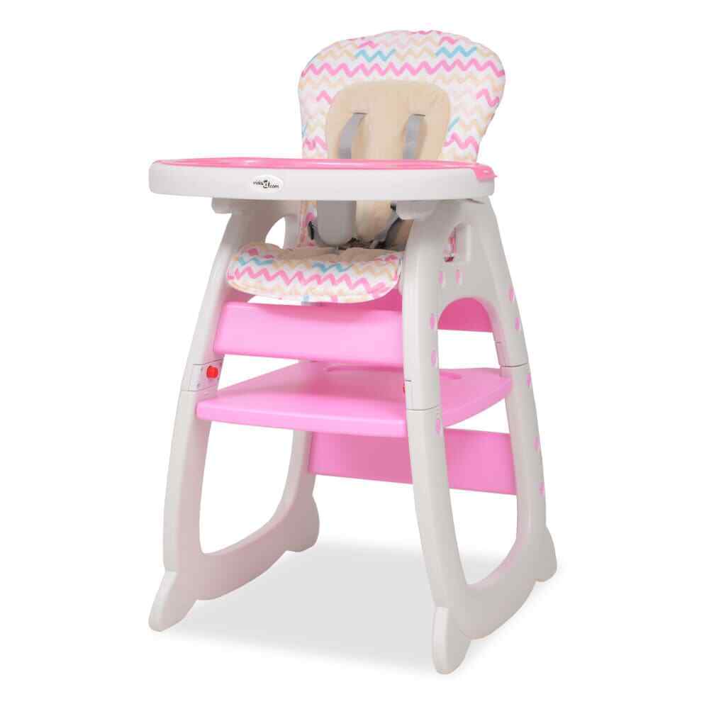 1436173 Seggiolone Convertibile 3 in 1 con Tavolo Rosa