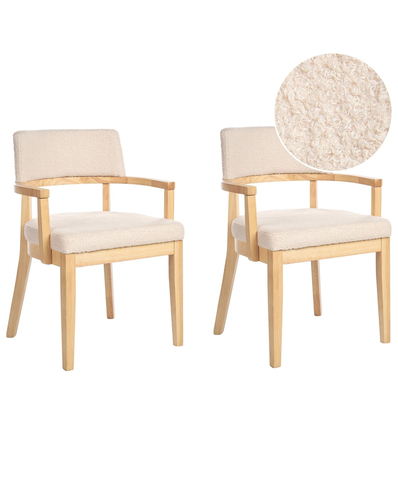 Set di 2 sedie da pranzo DALBO Bouclé Legno chiaro