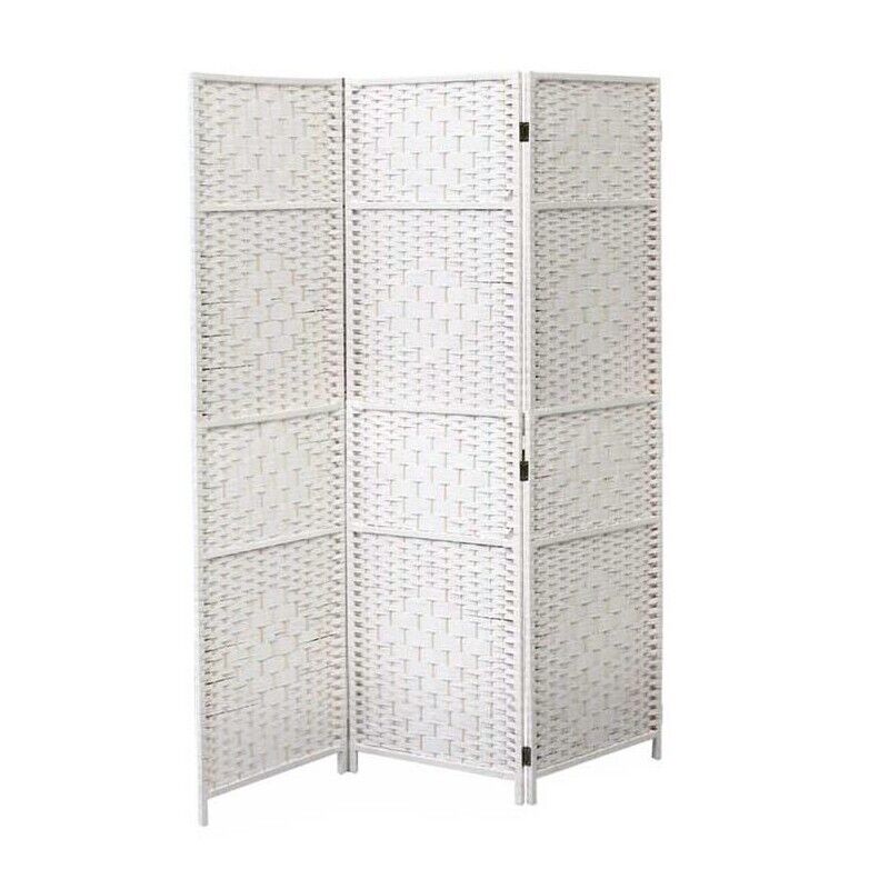 SEPARE IN VIMINI DA INTERNO CON 3 PANNELLI E STRUTTURA DA 135X180 CM BIANCO