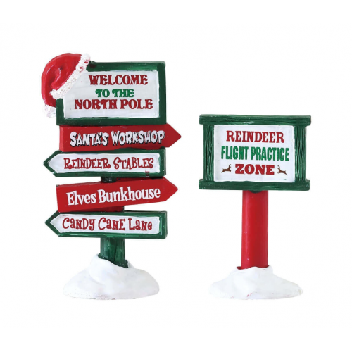 Lemax North Pole signs villaggio di Natale set 2 pezzi