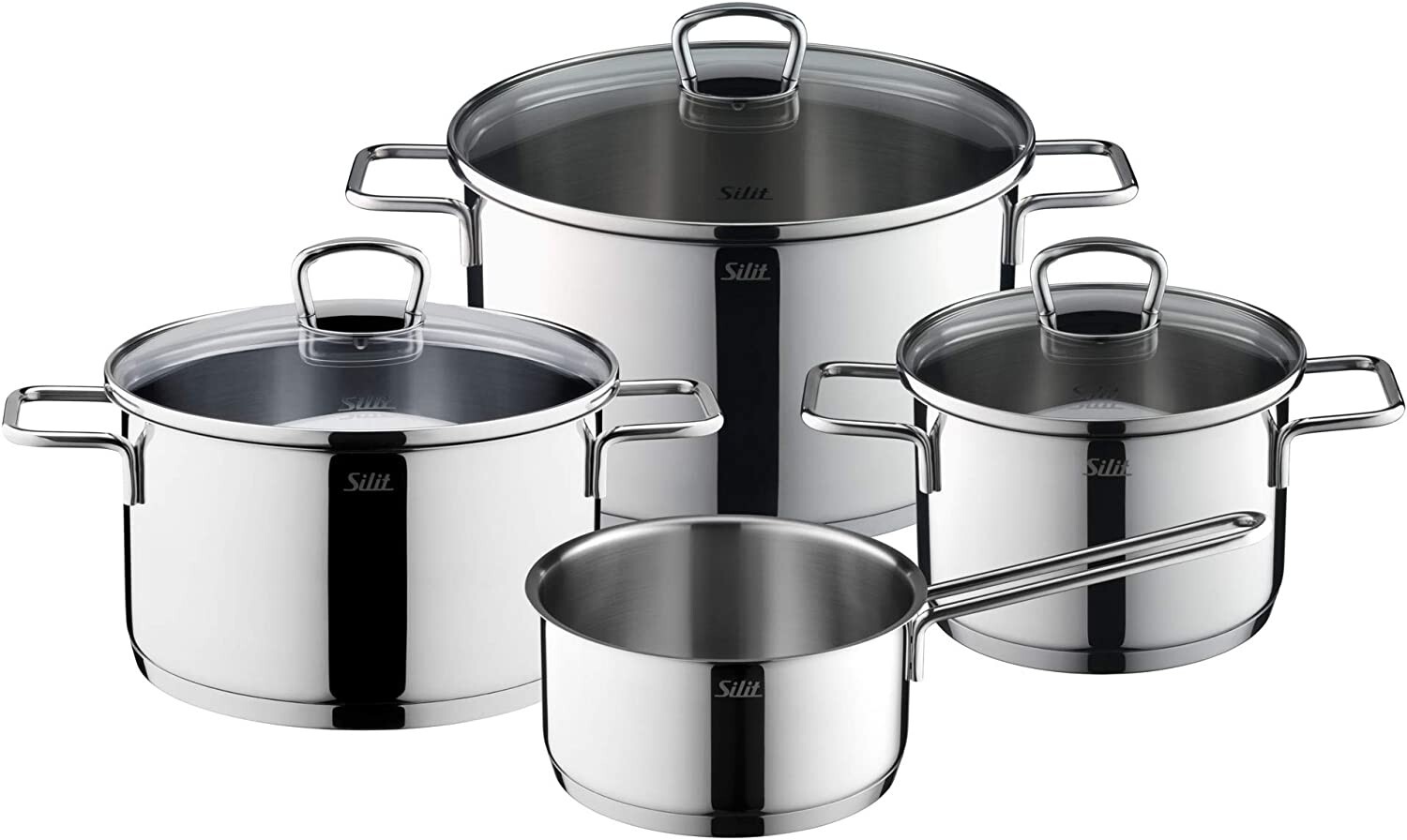 (TG. 49 x 39 x 49 cm) Silit Set di pentole, Acciaio Inox, Argento, 49 x 39 x 49