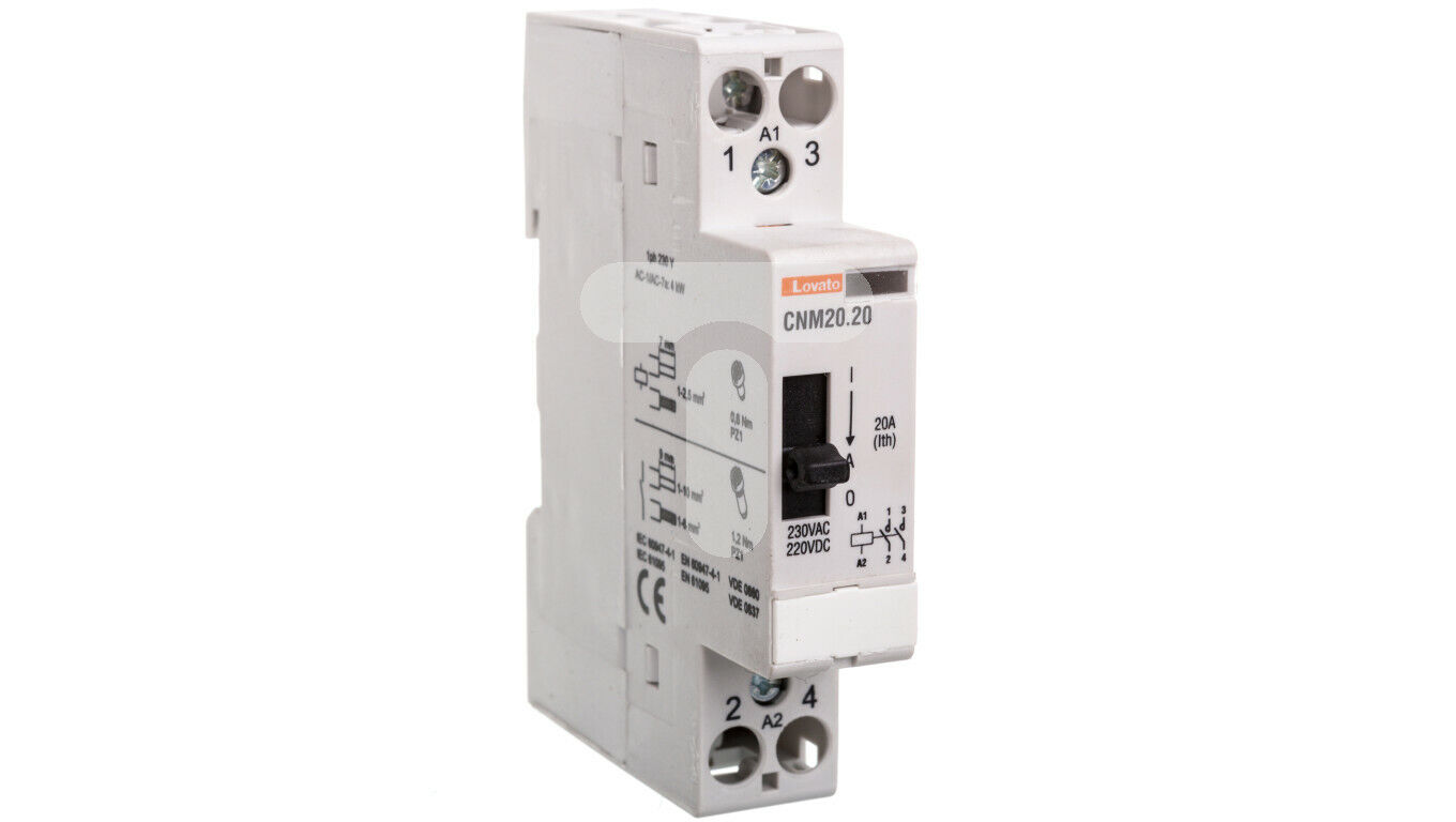CONTATTORE MODULARE LOVATO 2P 20A 220V 1M AUTOMATICO MANUALE BIPOLARE CNM2020220