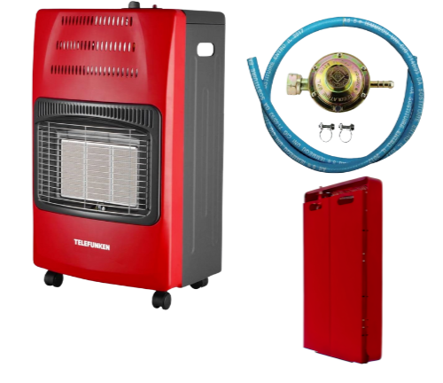 STUFA A GAS GPL TELEFUNKEN - PIEGHEVOLE + KIT MONTAGGIO TUBO REGOLATORE/FASCETTE