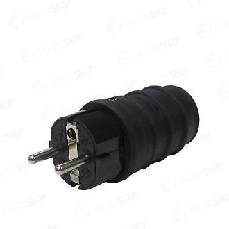 spina volante elettrica schuko con tappo 220-240 volt CE nero spina kan 04863
