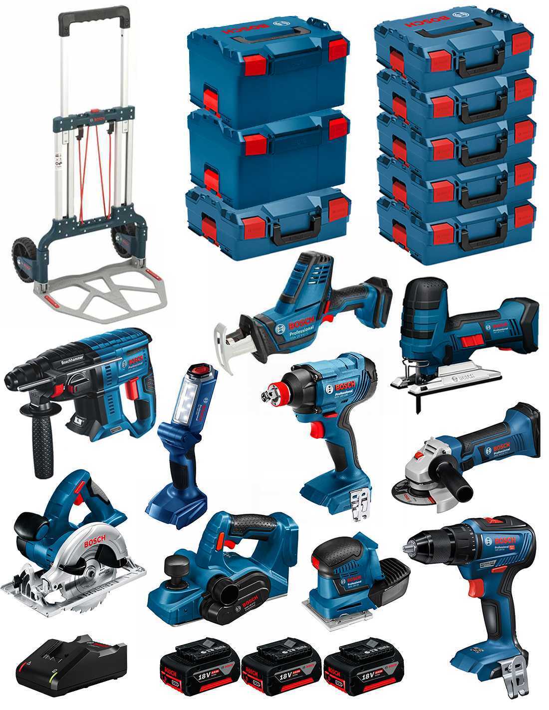 BOSCH Kit 18V BK1001 (GST18V-LIS+GKS18V-LI+GBH18V-21+GWS18-125V-LI+GSR18V-55+GSA