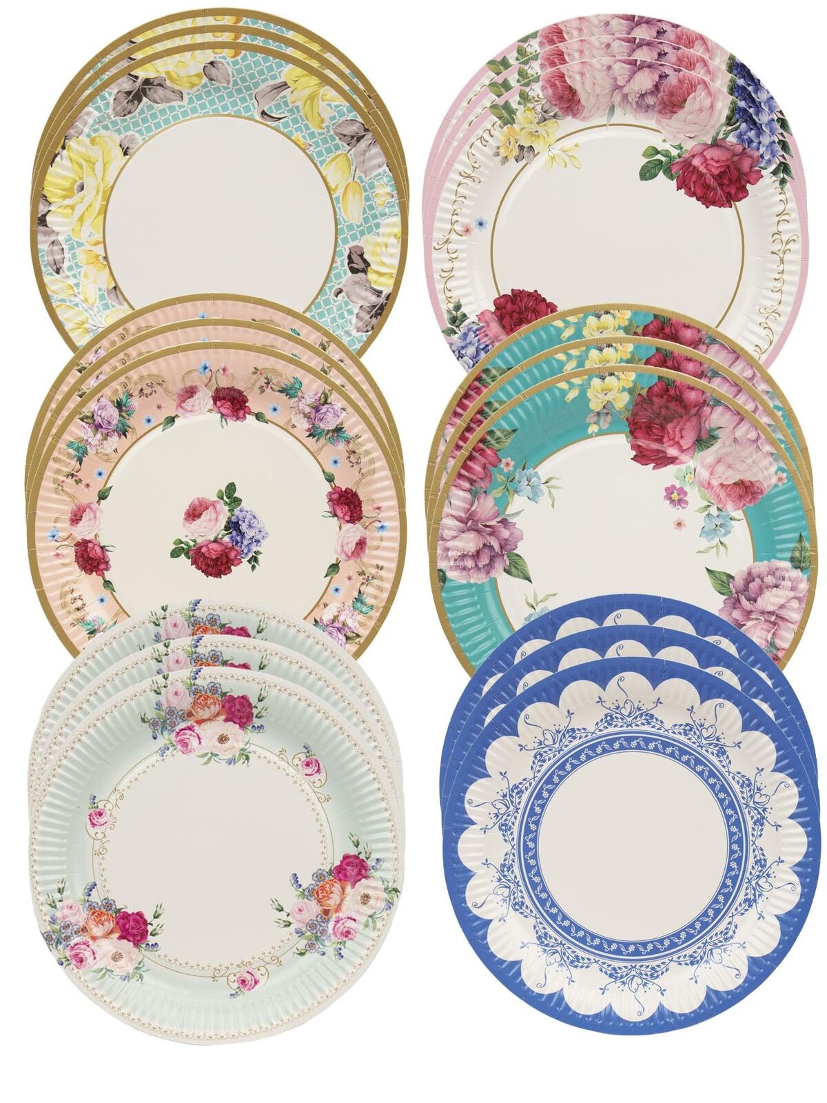 Talking Tables Confezione da 24 piatti di carta vintage con motivo floreale d...