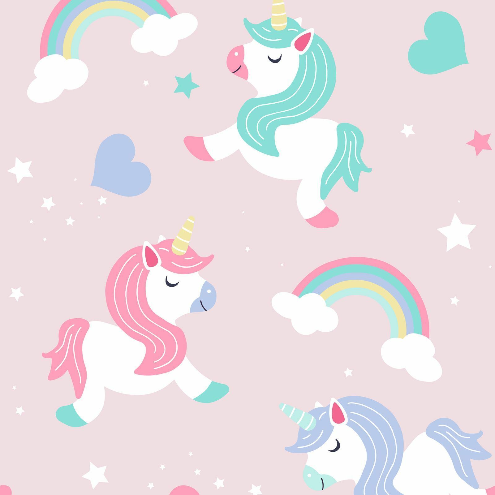 World of Wallpaper Believe IN Unicorn Carta da Parati Rosa A365 CAO 1
