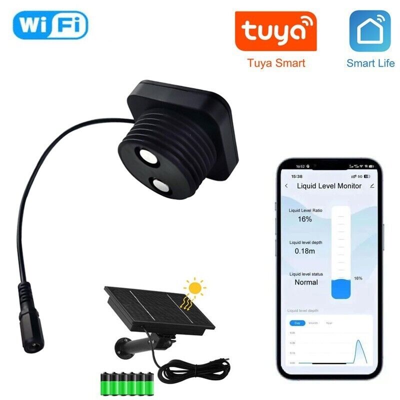 Tuya Sensore di Livello Liquidi Smart Wifi ad Energia Solare per Serbatoi