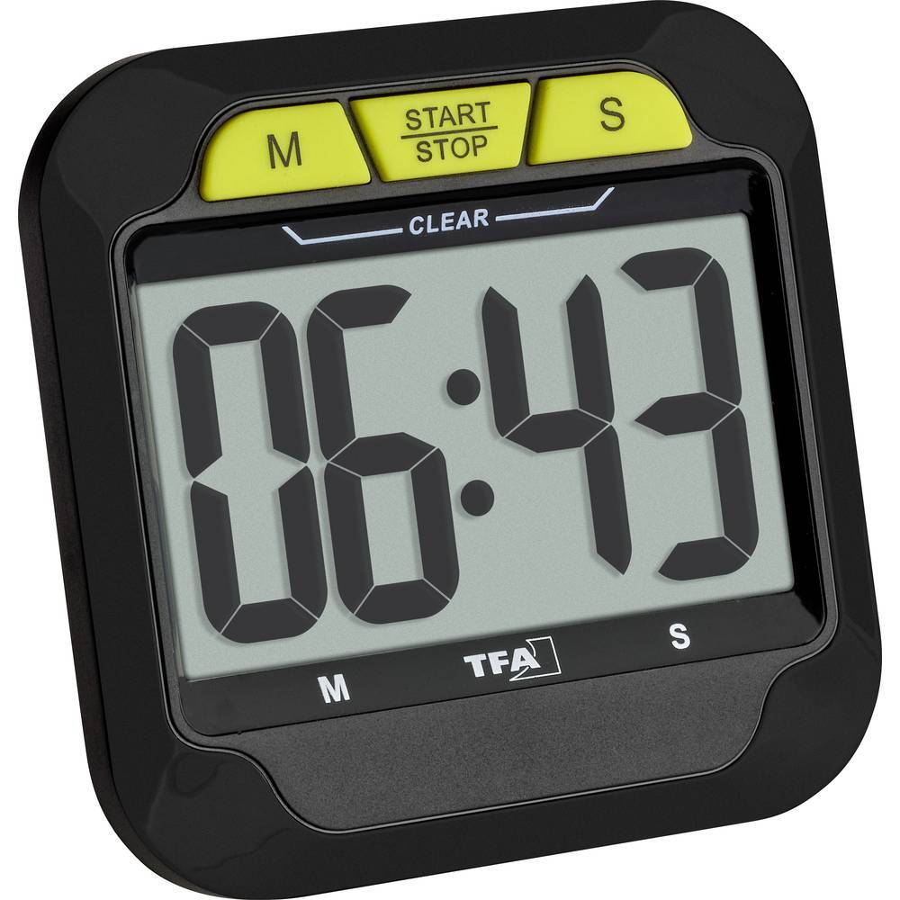 TFA Dostmann Digitaler Timer und Stoppuhr mit großen Ziffern Timer Nero