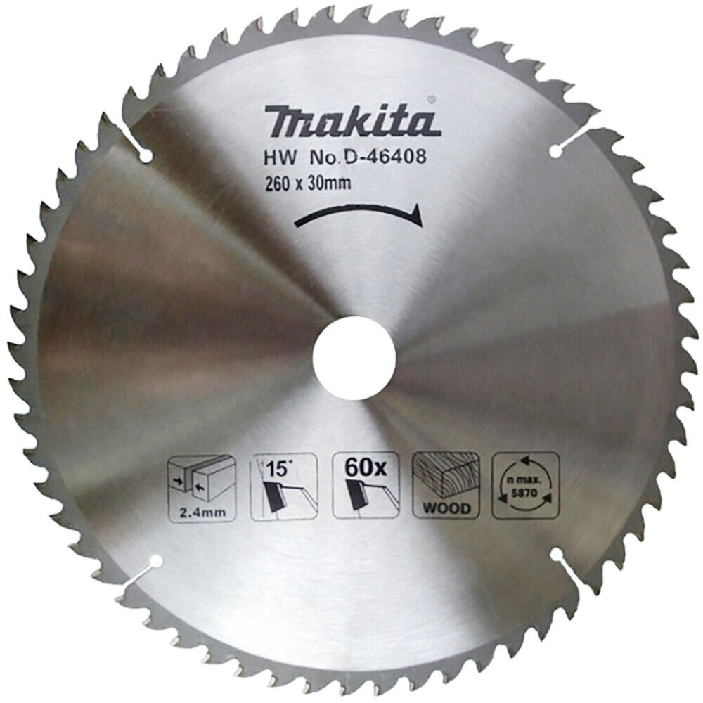 Makita D-46408 Lama Sega Circolare Standard T.C.T. 260x30mm 60T Legno