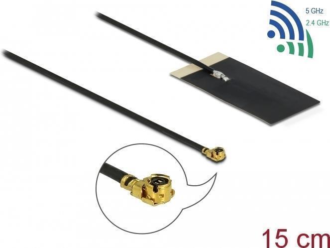 Delock WLAN 802.11 ac/ax/a/h/b/g/n antenna MHF I plug 2.7 - 3.0 dBi 1.13 15 cm F