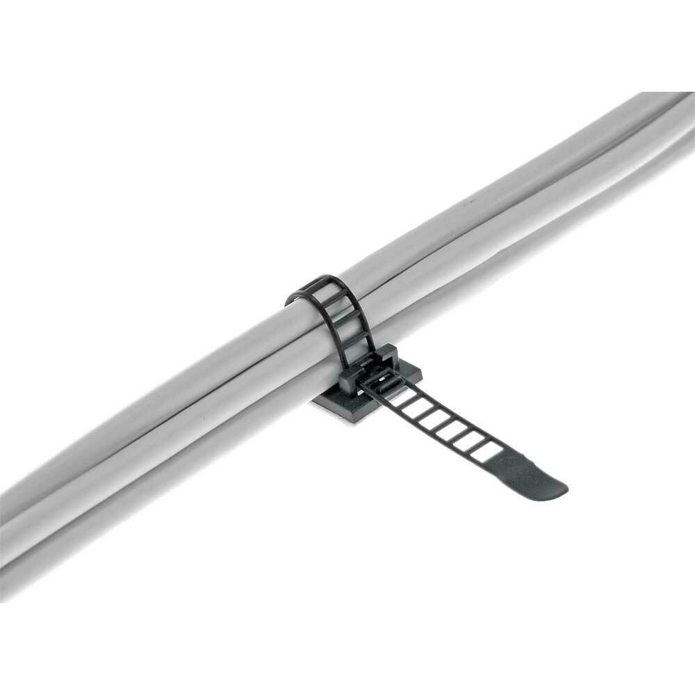 INL InLine® Ferma cavi adesivi regolabili 64mm, con foro di fissaggio, nera, 10