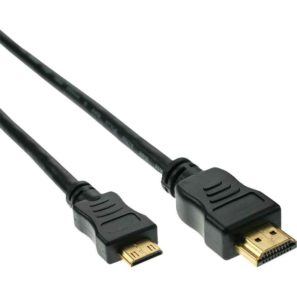 INL InLine® Cavo Mini HDMI 1.3, A/C, 1,5m, 3D, dorato, nero, maschio / maschio