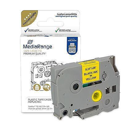 Cassetta nastro MediaRange 9mm nero/giallo Brother TZ-621/TZe-621 8m