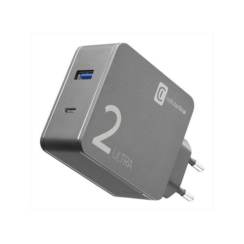 Caricabatteria da rete Ultra Duo 2 port 48W + Cavo Usb-c ACHUSB2KITHOME48WK