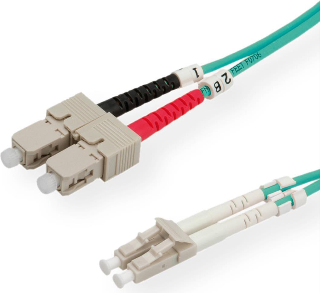 Value Fibre Optic Jumper Cable 50/125m LC/SC OM3 turquoise 0.5 m cavo a fibre ot