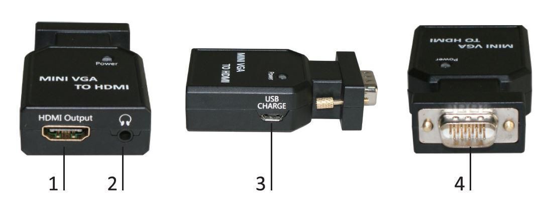 MicroConnect Mini VGA to HDMI Converter  Mini VGA housing