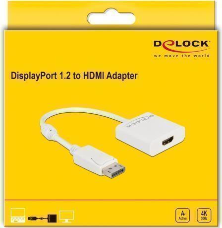 Delock Adattatore DisplayPort 1.2 maschio a HDMI femmina 4K bianco attivo