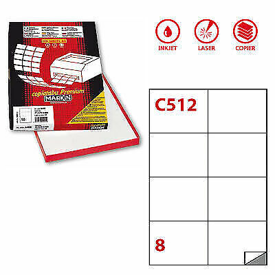 Etichetta Adesiva C/512 Bianca 100Fg A4 105X74Mm (8Et/Fg) Markin