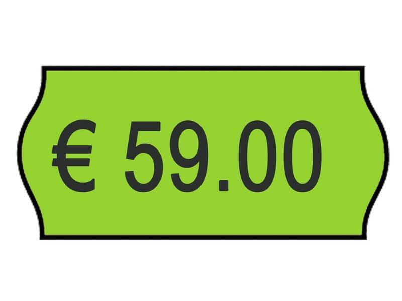Rotolo da 1000 etichette per prezzatrice Printex sagomate 26x12 mm verde perm. c