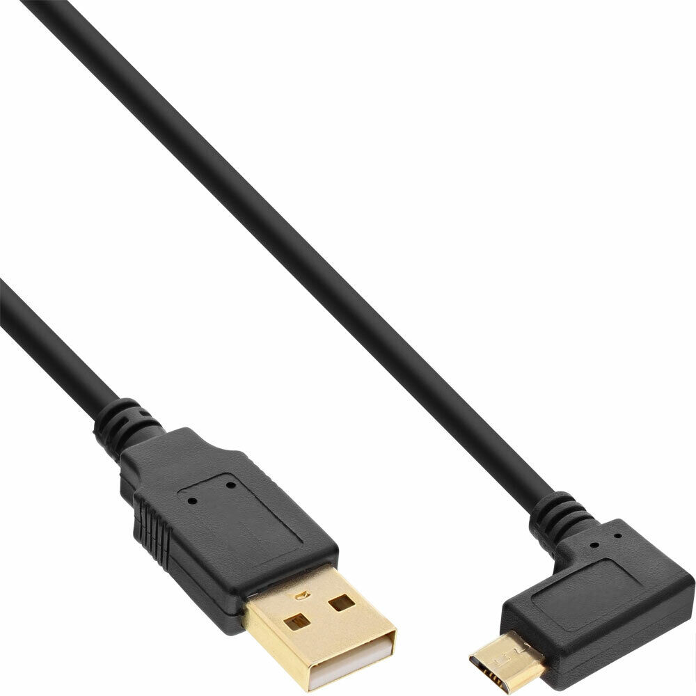 INL InLine® Cavo USB 2.0 Micro, A maschio / Micro B maschio, 0,5m, Angolato, do